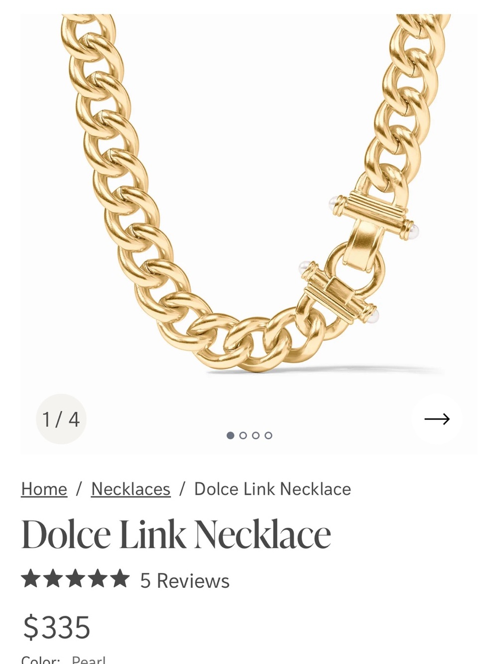 Julie Vos Gold Dolce Link Necklace with Pearl Accents